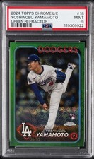 2024 TOPPS CHROME LOGOFRACTOR ED GREEN REFRACTOR YOSHINOBU YAMAMOTO 36/99 PSA 9