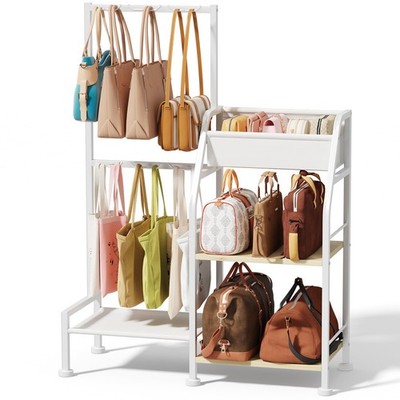 Homsorout Purse Organizer for Women - 3-Tier Storage Stand & 12 Fixed Hooks, Vis