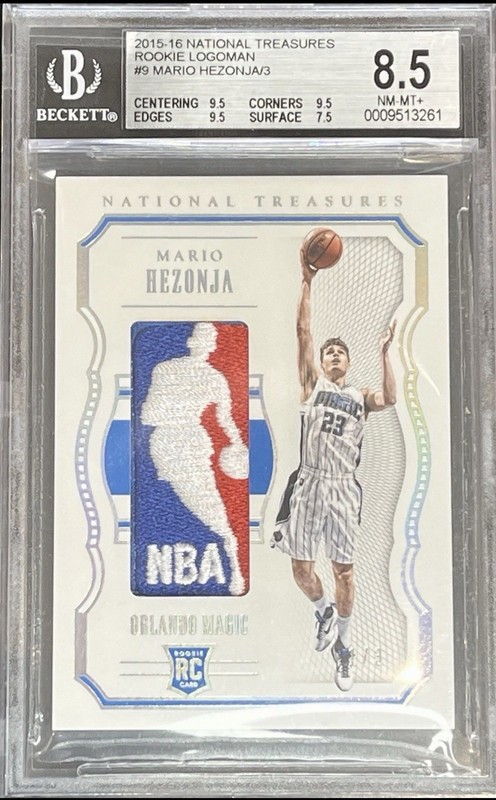 2015 National Treasures Rookie Logoman Mario Hezonja #9 /3 BGS 8.5