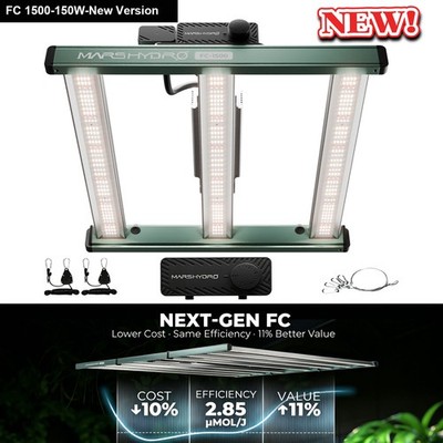 2026 MARS HYDRO FC 1500 150W LED Grow Light Bridgelux 3030+OSRAM red,Smart APP