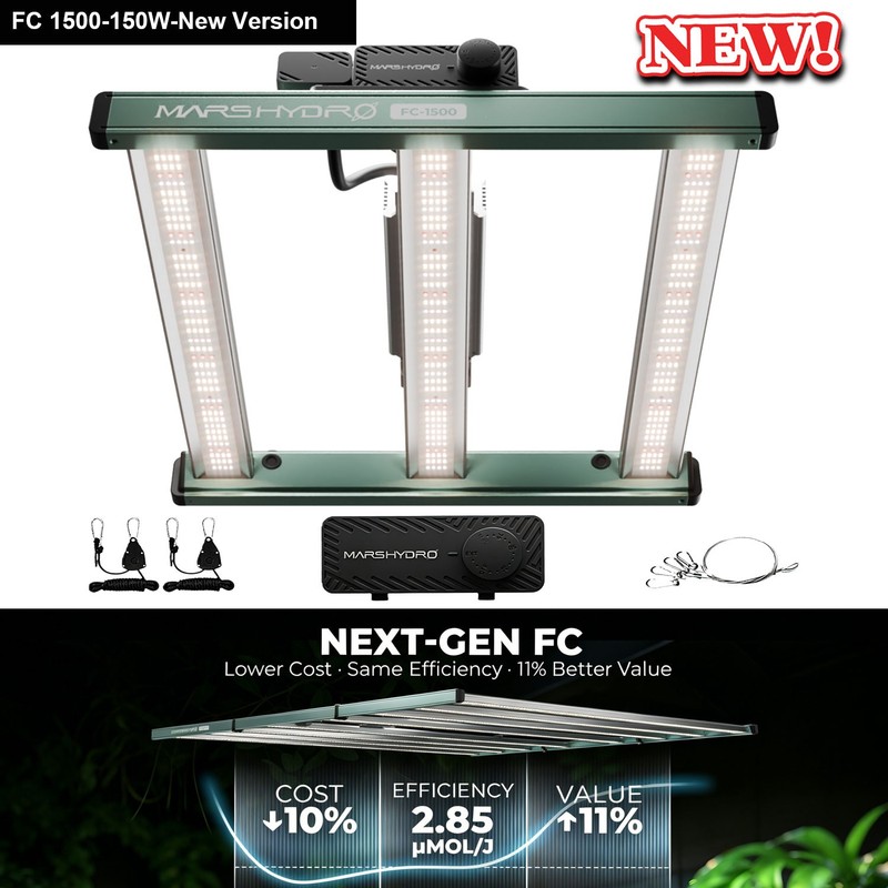 2026 MARS HYDRO FC 1500 150W LED Grow Light Bridgelux 3030+OSRAM red,Smart APP