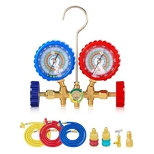 AC Manifold Gauge Set for R12 R22 R502 R134a Refrigerant, 3 Way Automotive AC