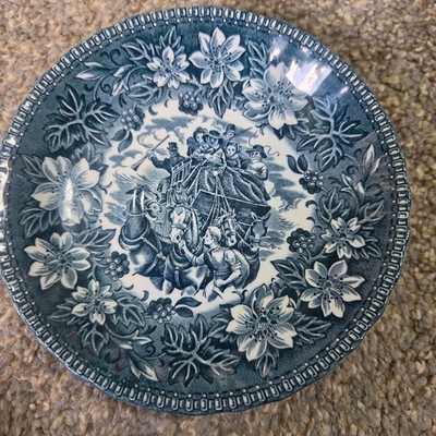Royal Tudor Ware Coaching Taverns 1828 Blue Transferware Saucer Staffordshire