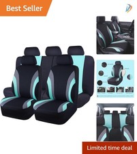 11pcs Black And Mint Universal Car Seat Covers - Breathable Stylish 11pcs Black And Mint Universal Car Seat Covers - Breathable Stylish