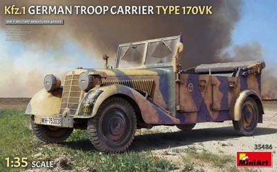 Miniart 1/35 Kfz.1 German Troop Carrier Type 170VK #35486 USA Sealed