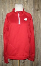 Adidas Wisconsin Badgers 1/2 Zip Pullover Womens Sz Large Long Sleeve Red