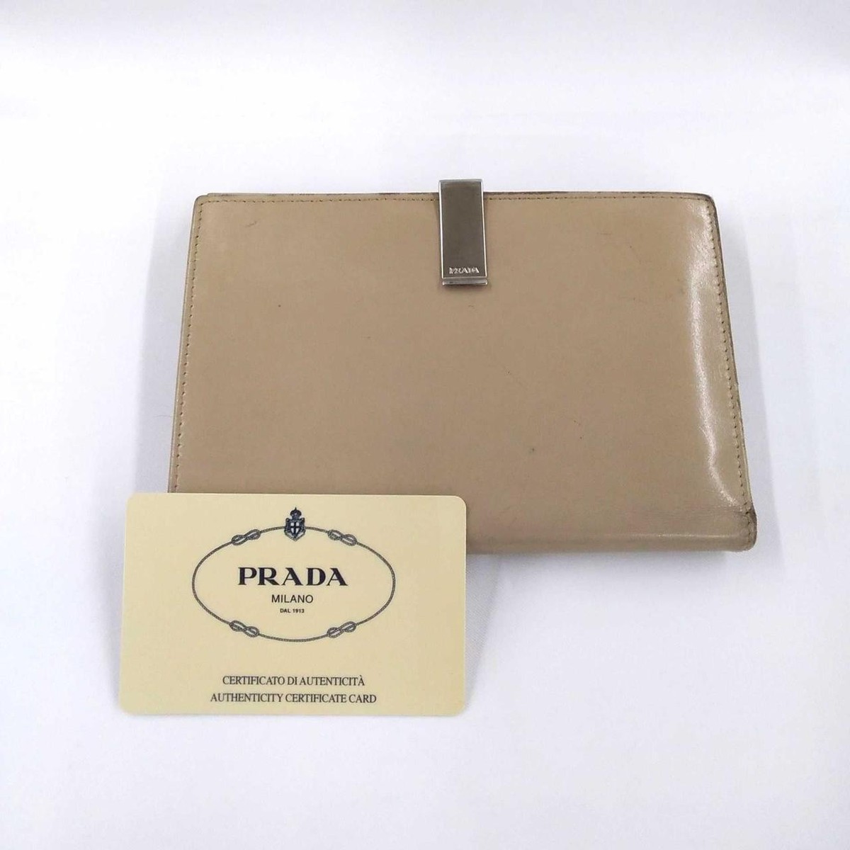PRADA Bi-fold Wallet Beige inch
