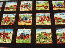 Vintage Tractors blocks panel farm Exclusively Quilters fabric