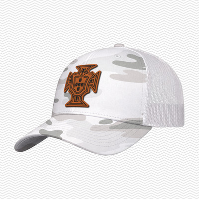 Portugal Soccer Snapback Hat | Portuguese Leather Patch | Black-Tan-Saddle Brown