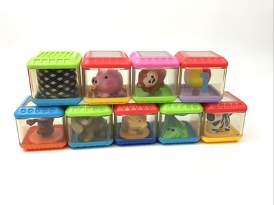 Fisher Price Peek A Boo Blocks Lot Of 9 Animals Alligator Zebra Lion Pig Lot Z