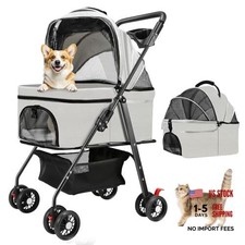 Pet Stroller for Small Dogs and Cats with 4 Wheels, 3 in 1 Foldable Dog