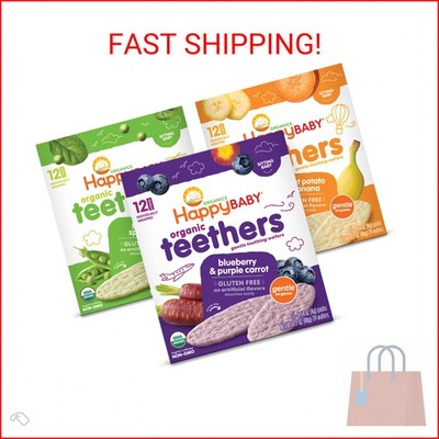 Happy Baby Organics Teether, 3 Flavor Variety Pack, 12 Count (Pack of 3)