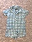 Gap Boys Aqua Gingham Collared Button Down Romper 12-18M — photo 1