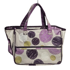 Thirty One Tote All-Day Organizing Purple Sketchy Dot Cosmetic Bag Purse