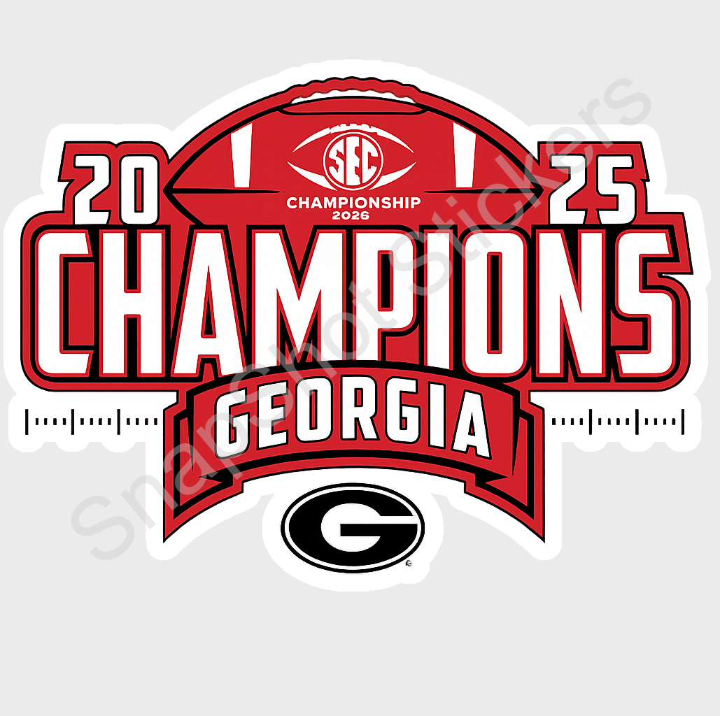 Georgia Bulldogs Football 2025 SEC Champions Vinyl Sticker/Decal 03