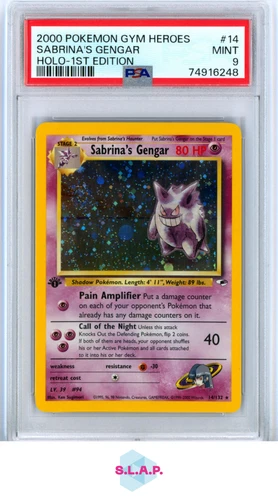 SABRINA'S GENGAR HOLO - 1ST EDITION POKEMON GYM HEROES 2000 14 PSA 9