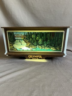 VTG Olympia Beer Lighted Motion Waterfall Sign Cash Register Topper WORKS Clean!