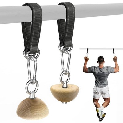 Wooden Grip Balls for Pull-Ups   2-in-1 Flat Top & Half-Sphere Design   Beech...