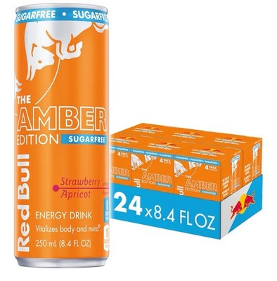 Red Bull Sugar Free Amber Edition Strawberry Apricot, 8.4FL Oz 24ct