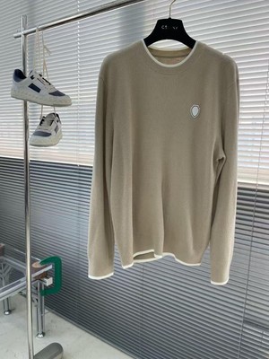 Brunello Cucinelli Men's Wool Knit Crew Neck Pullover Sweater Beige