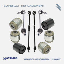 AUTOACER -10p Rear Suspension Arm Hydra Bushes, Tie Rods & Drop links For Jaguar
