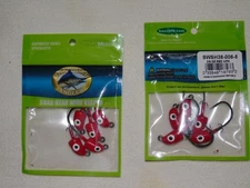 Bass Pro OffShore Angler 3/8 Oz Shad Head Wire Keeper Jig Red 2 Packs Of 5 L5