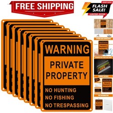 8 Pcs Large Posted No Hunting No Trespassing Signs Private Property Weatherpr...
