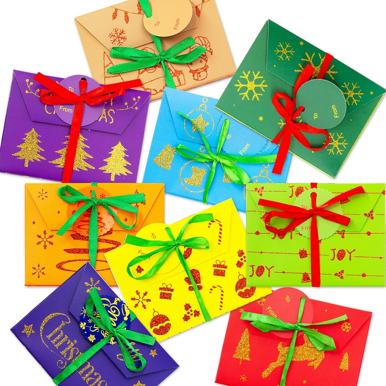 Glitter Christmas Card Holder Gift Box Ready to Use Multi-Color-image