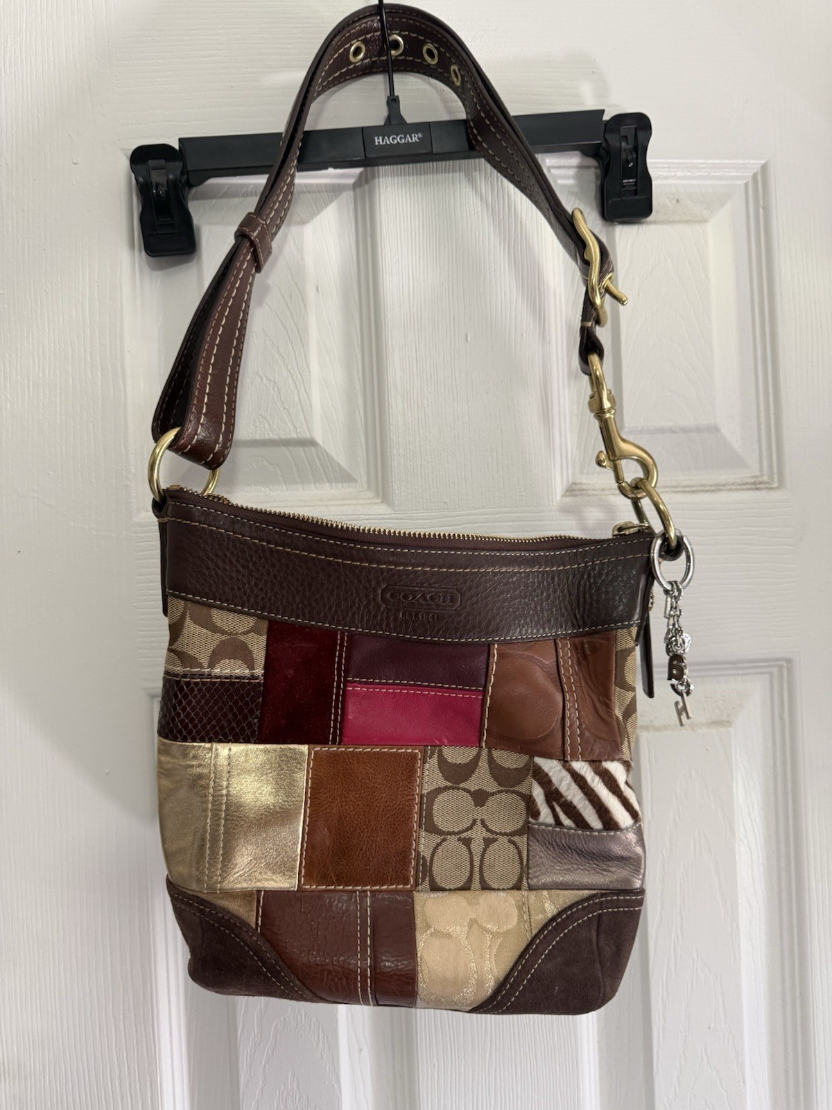 Coach Patchwork Shoulder Bag Multicolor Gold Hard… - image 1