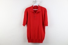 Vtg 60s 70s Ban Lon Mens Medium Distressed Knit Short Sleeve Polo Shirt Red USA
