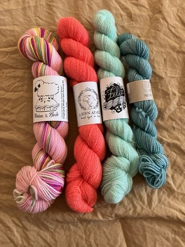 Mixed Yarn Lot  - Indie dyers la BIEN AIMEE, Emma's, Woolens&Nosh fingering yarn - product listing photo