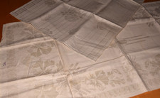 2 Vintage Linen Damask Towels Kitchen Towels Various Weaving Patterns (14317)