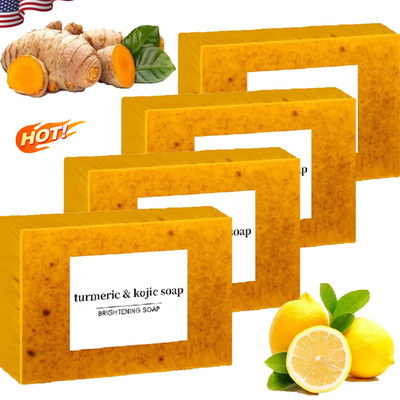6-Pack Turmeric Glow Soap Bar - Lemon & Kojic Acid, Removing Dark Spots