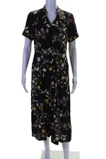 Nicole Miller Capsule Collection Womens Floral Print Dress Black Size Small