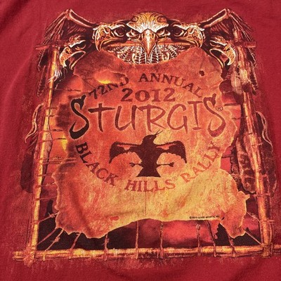 Vintage Harley Davidson Sturgis 2012 72nd Annual Black Hills Rally T-Shirt 2XL