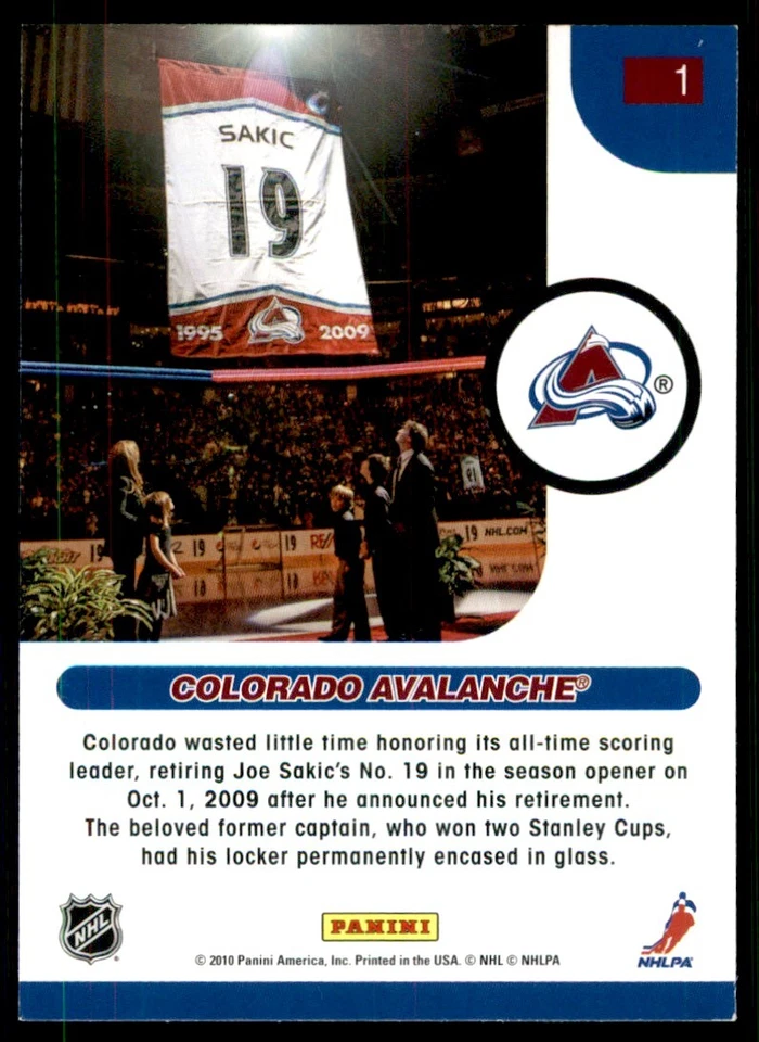 2010-11 Score Joe Sakic #1 - Image 2 of 2