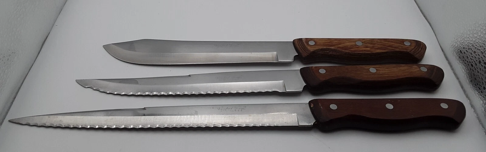 3 Vintage Hanford Forge Serrated Knives 9.5" And 8" Blades + Carving Knife Japan
Opens in a new wind