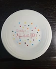 Fiesta ware Luncheon Plate It Really Is All About You Decal White Birthday Dots