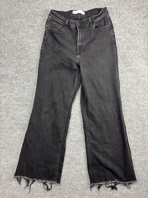 Bridge By Gly Ultra High Rise Wide Leg Jeans Women's 30 Black Denim Raw Hem
