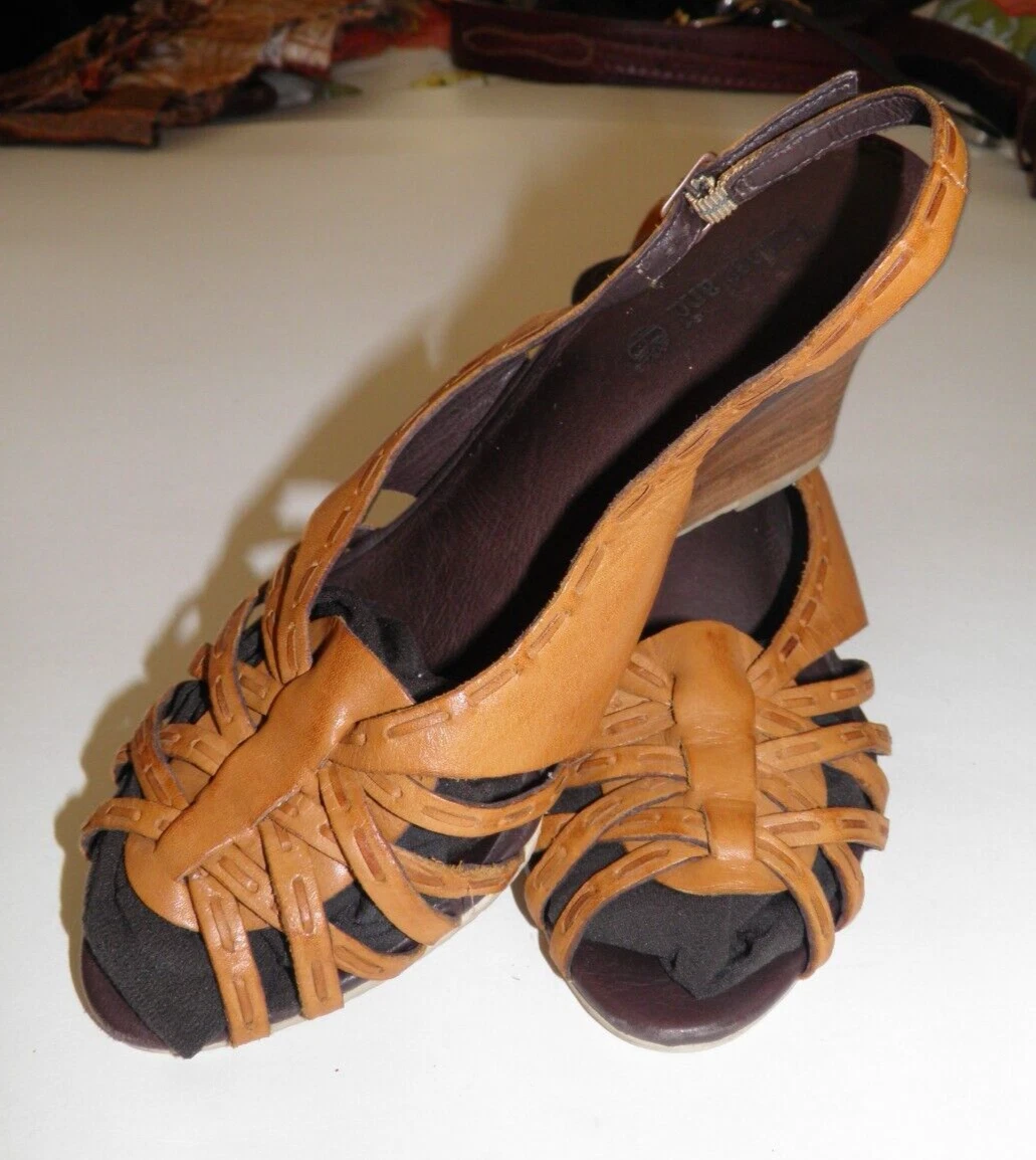 Timberland sandali donna taglia 7 1 2 custodi della terra pelle marrone zeppa