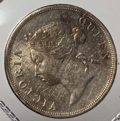 1888 Straits Settlements 50 Cents ~ Queen Victoria ~ Scarce Half