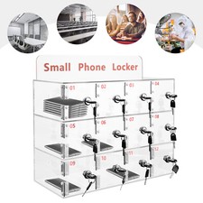 12 Slots Clear Acrylic Cell Phone Locker Box Cellphone Storage Organizer Box