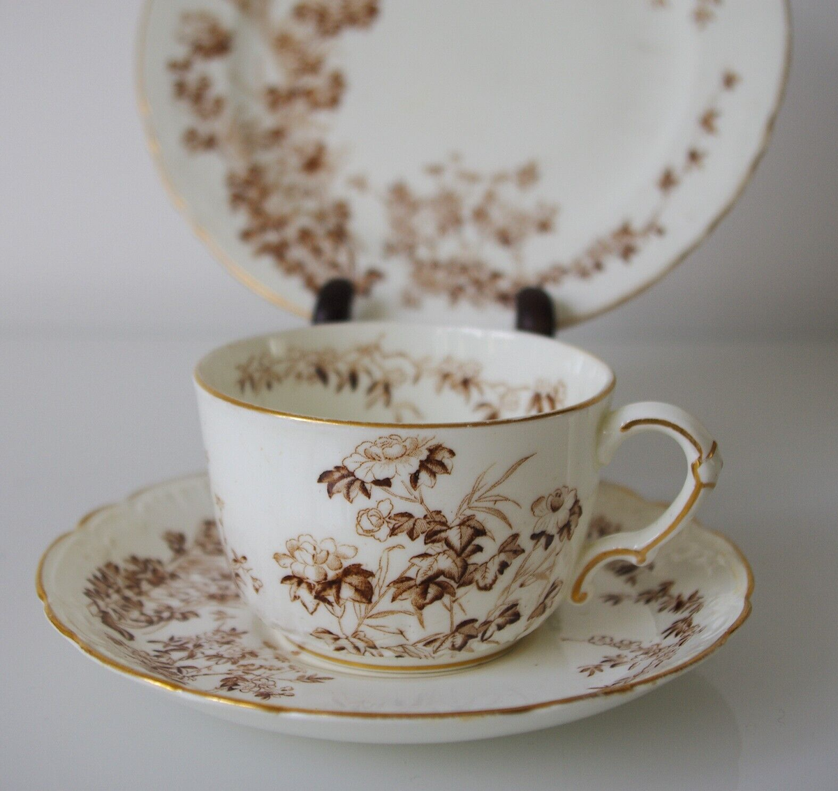 Antique George Jones & Sons Crescent China Trio Cup Saucer
