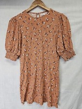 Reformation Lea Dress in Ina Floral Print Size M Orange Short Sleeve Womens