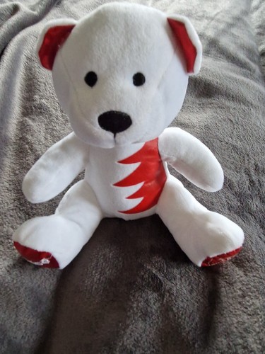 129/ doudou peluche ours blanc