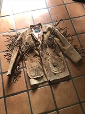 Echo Mountain Fringe Leather Western Jacket-Size 44 Great Design Light Faded