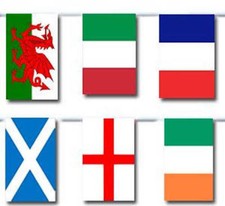 100ft Rugby 6 Nations Flags Bunting Ireland England Wales Scotland Italy France