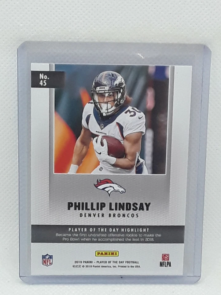 Phillip Lindsay 2019 Panini Player Of The Day Football - #45 - Denver Broncos - Image 2 of 2