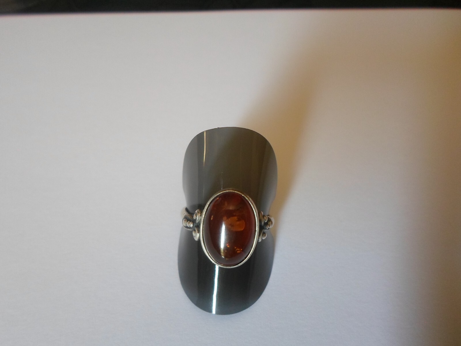 solid silver ring, dark amber cabochon, size 58 - image 7