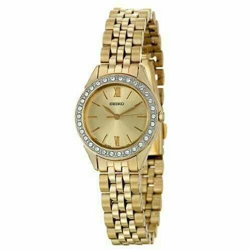 Seiko SXGP30 Women's Dress Gold-Tone Swarovski Accented Bezel Stainless Watch